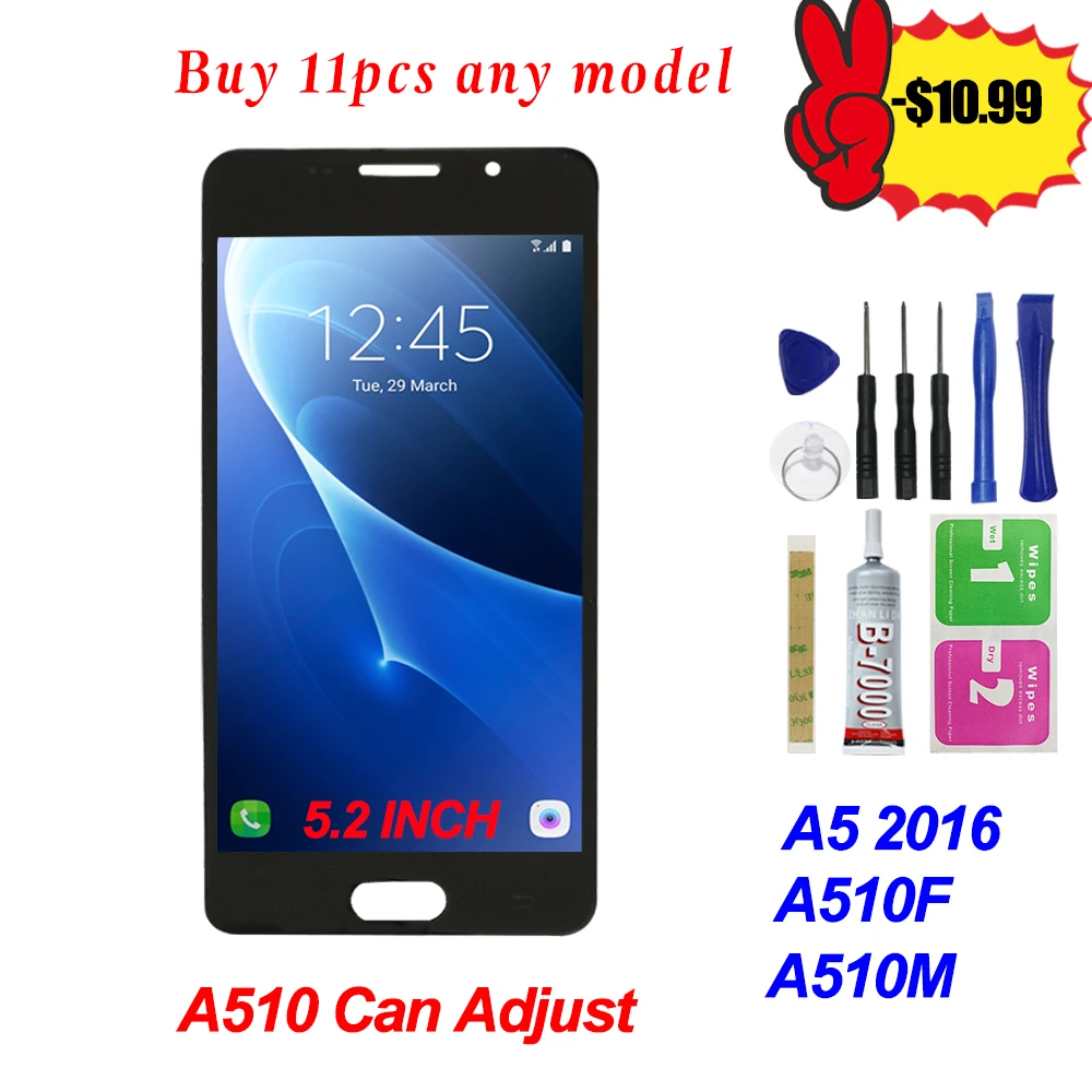 5 2 颼% тестирование регулировки яркости A510 lcd для Samsung Galaxy A5 2016 A510F A510M SM дисплей