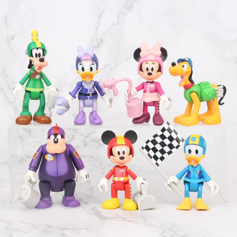 Купи Disney Moive Racing Mickey Mouse Donald Duck Cartoon Anime Action Figure Toys Model Doll Cake Decoration For Kids Birthday Gifts за 1,079 рублей в магазине AliExpress