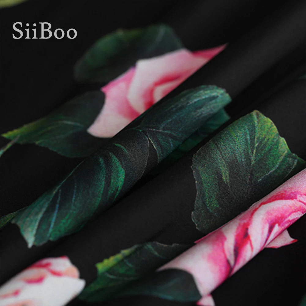 Женская рубашка из натурального шелка черно-белая летняя 16-18 мм с французским