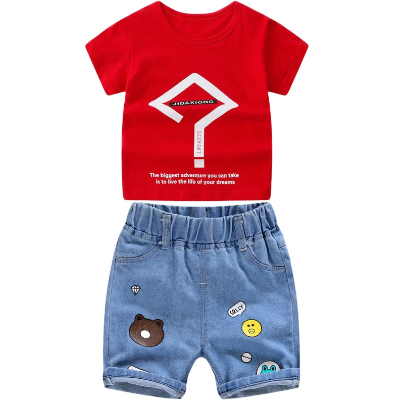 

Summer Boys Clothing Sets Cartoon Baby boys short Sleeve T-shirt And Jeans 2 pcs Suit Children Toddler Casual Clothes Set 2-8Y
