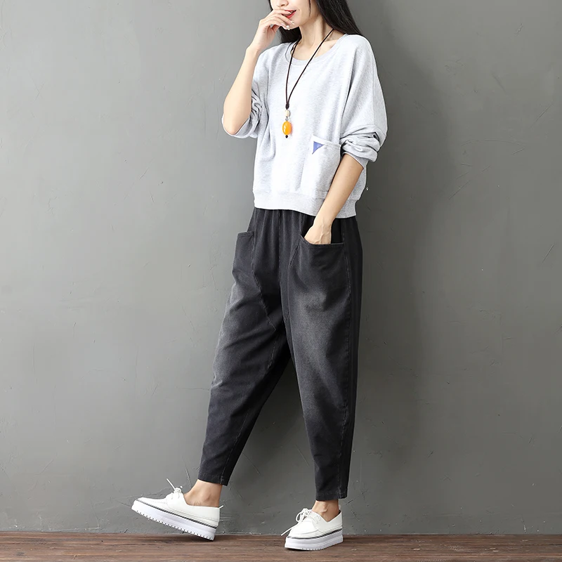 Брюки женские свободного покроя в стиле Харадзюку винтажные повседневные