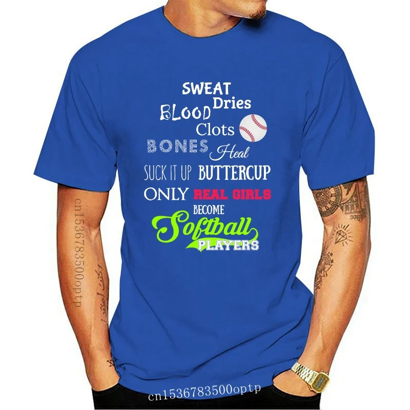 

2020 Fashion Summer Tshirt 100% Cotton Creative Graphic Trends Real Girls Become Softball Players T Shirt Gift