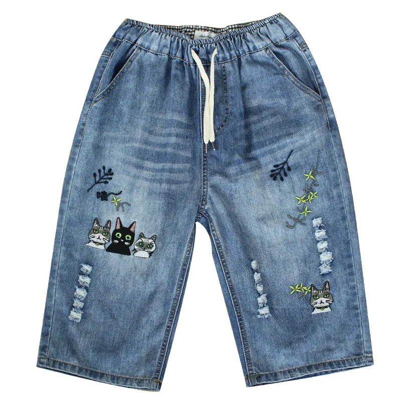 Винтажная вышивка с кошками женская модель свободного кроя женские повседневные