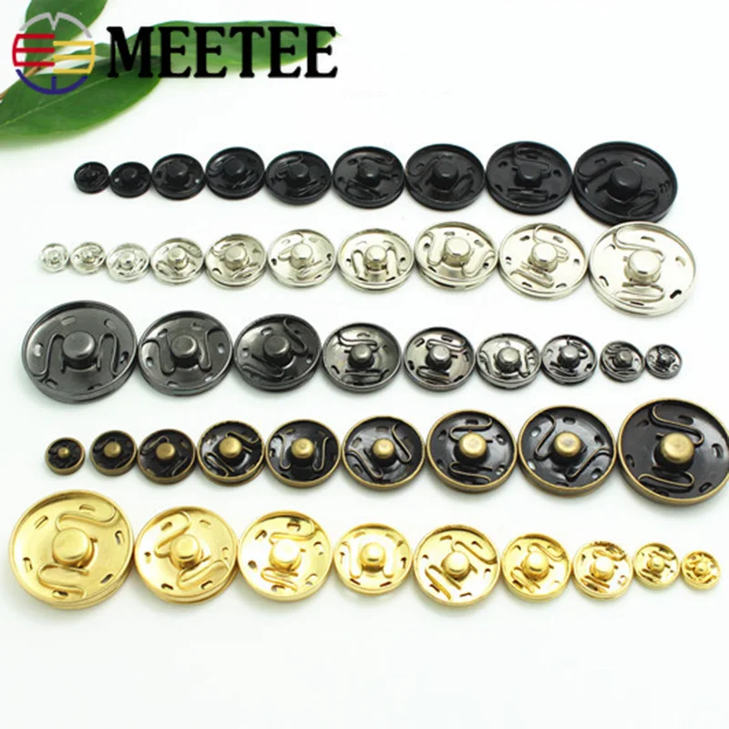 

Meetee 100sets 8-30mm Metal Snap Button Brass Press Stud Fastener Sewing Button DIY Coat Jacket Garment Scrapbook Accessory C7-2