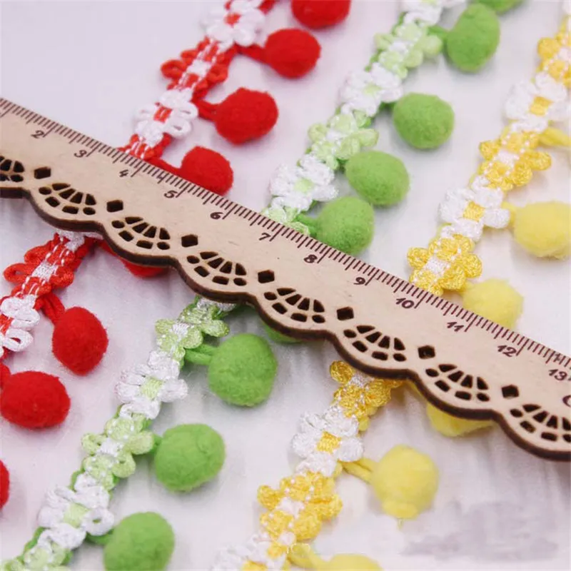 25 мм кружевная лента с помпонами кисточками для самостоятельного пошива одежды