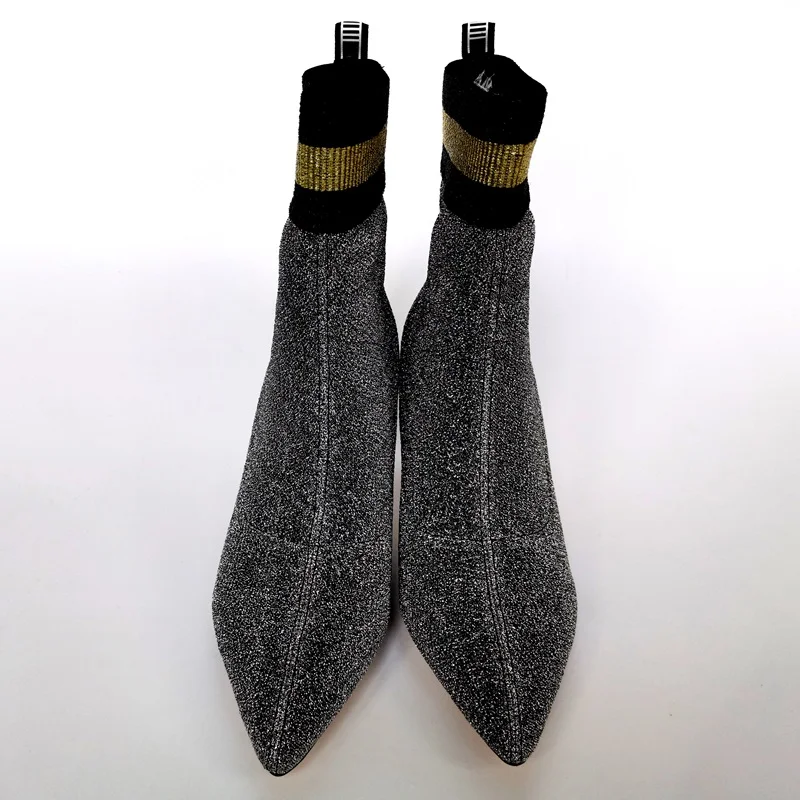 

ZVQ Winter New Fashion Sexy Ankle Boots Outdoor High Heels Pointed Toe Stretch Boots Plus Size Party Women Shoes Drop Shipping