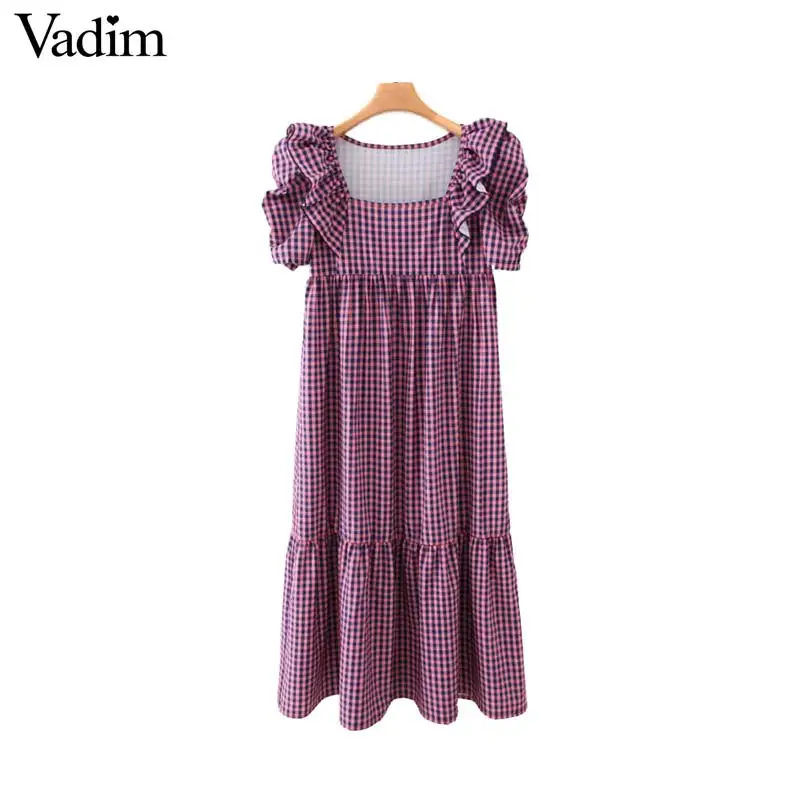 Vadim женское модное клетчатое платье средней длины с клетчатым рукавом и