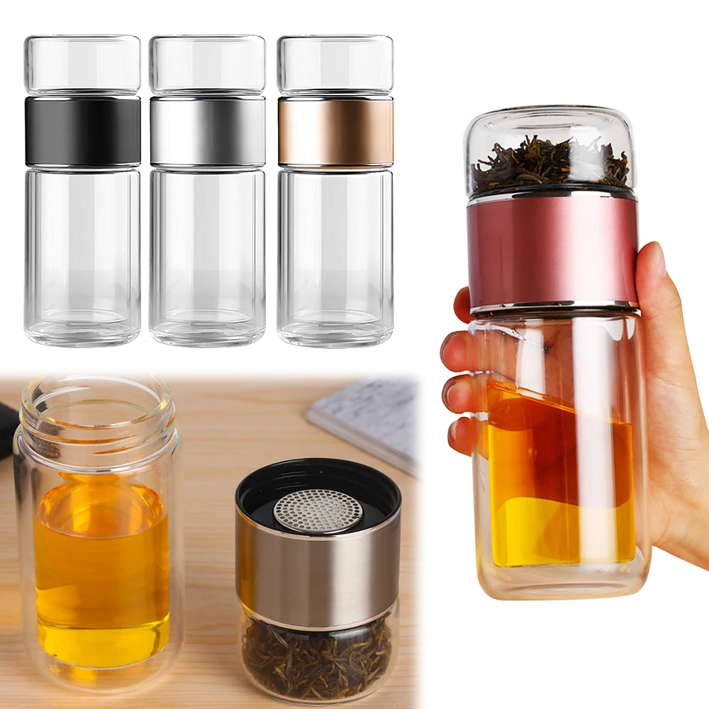 

Double Glass Water Bottle With Case Tea Drink Bottle Infuser Leakproof Tumbler High Quality Eco-Friendly Wate Bottle Drinkware