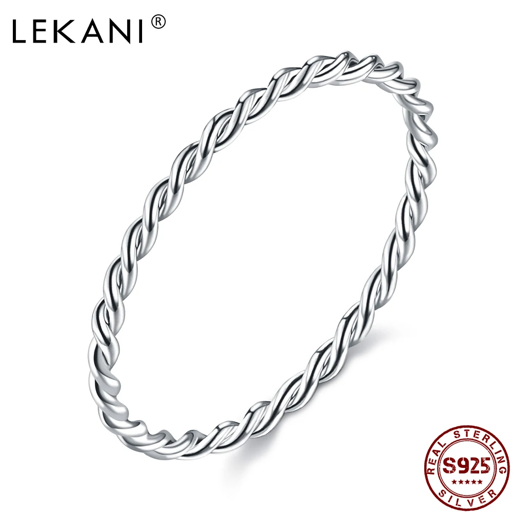

LEKANI Twisted Minimalist Finger Rings for Women and Boys 925 Sterling Silver Female Cute Ring vintage Comfortable Jewelry Gift