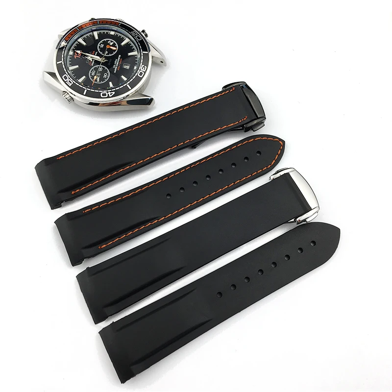 20 мм 22 мм резиновый силиконовый Браслет ремешок полосы для часов Omega Seamaster океан 232 007 ремешок с пряжкой Брендовые Часы Ремешок спортивный человек
