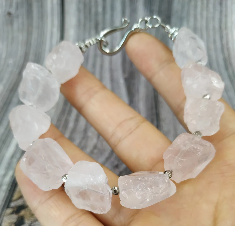 YA4014 Rose Quartzs камень разделитель браслета застежка