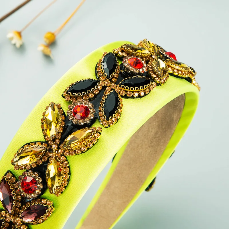 Ободок для волос Женский тканевый в стиле барокко со стразами цветные стразы |