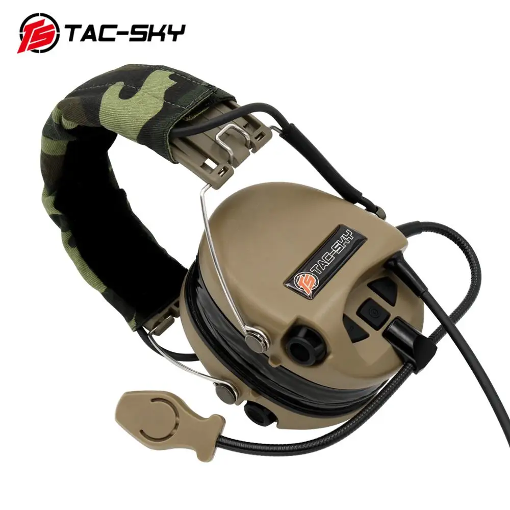 TAC-SKY Tactical SORDIN Headphones Silicone Protective Earmuffs Noise Reduction Military Shooting Intercom Tactical HeadphonesDE