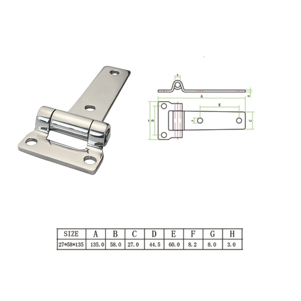 

2PCS Mirror 304 Stainless Steel 135mm T Hinge Heavy Duty Marine Boat Yachts Hardware Stainless Steel Door Hinges For Container