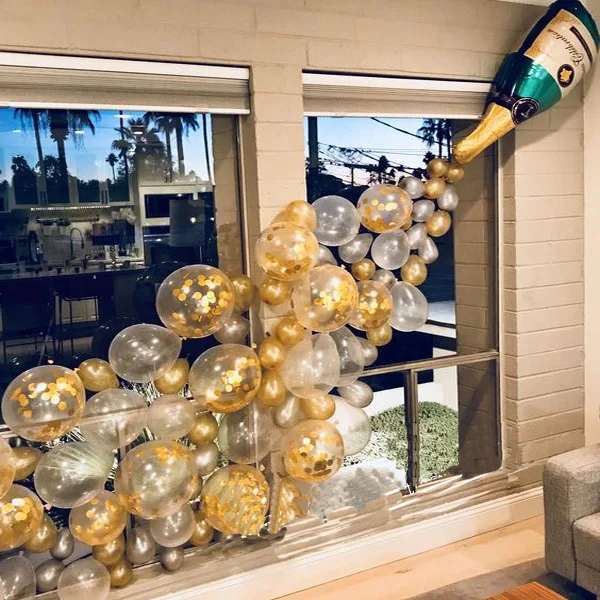 10 шт./лот 12 дюймов золотые надувные воздушные шары черные конфетти балоны