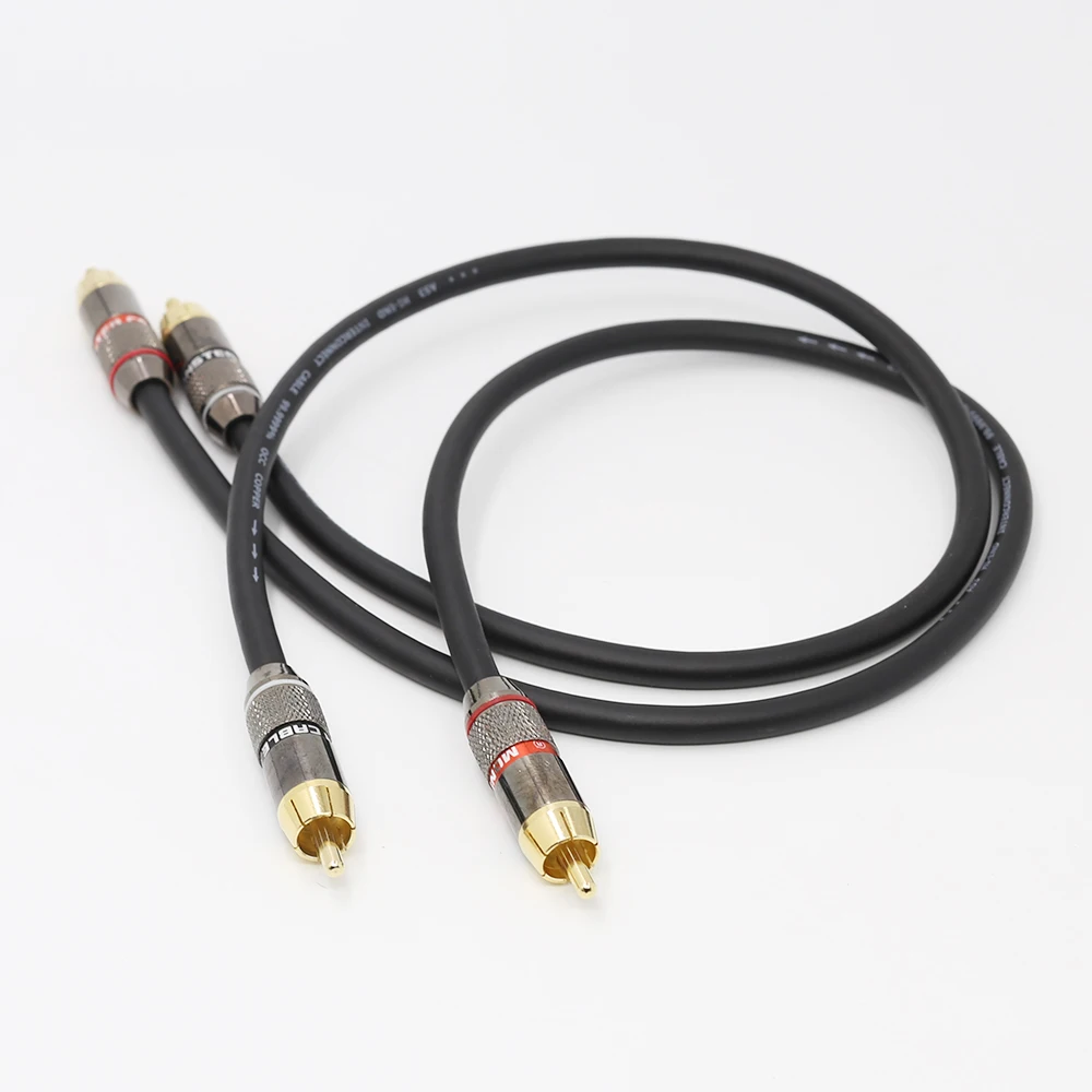 

Pair RCA Interconnect Cable Hifi Audio Signal Wire with 24K Gold Plated HI End RCA Connector