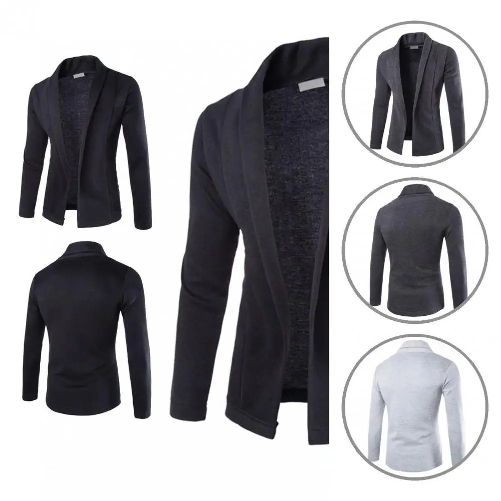 

Cotton Blend Vogue Solid Color Cardigan Men Jacket Streetwear Jacket Coat Casual For Daily Wear