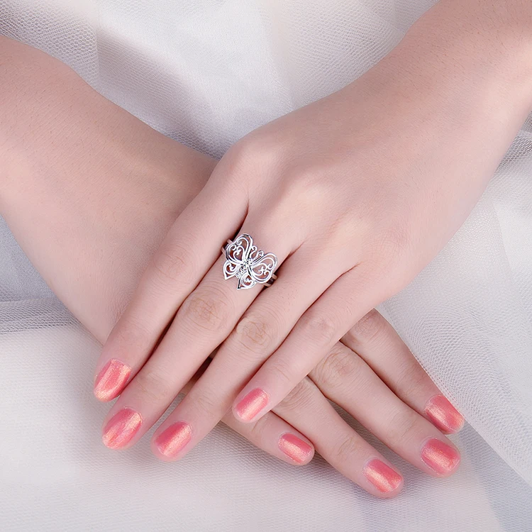 JewelryPalace 925 пробы Серебряное кольцо филигрань полые бабочка Регулируемый открытым кольца для женщин вечерние Винтаж ювелирн