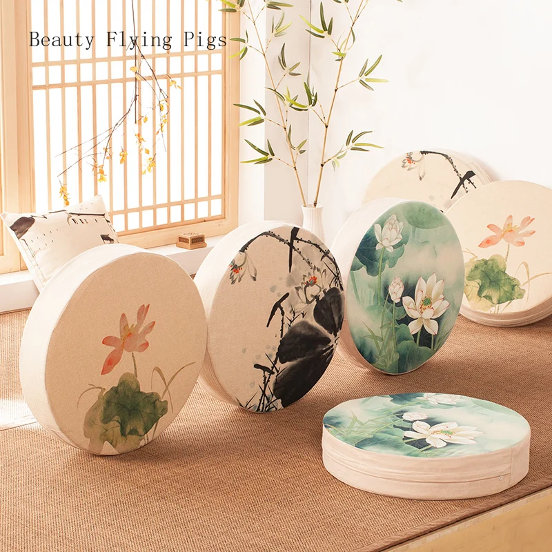 Лен футон дома подушки утолщение на коврик для медитации поклонения Будде из