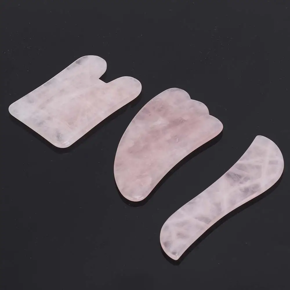 

2 Color Natural Stone Jade Scraping Board Three-Piece Chinese Medicine Physiotherapy Facial Body Massage Skin Care Gua Sha Tools