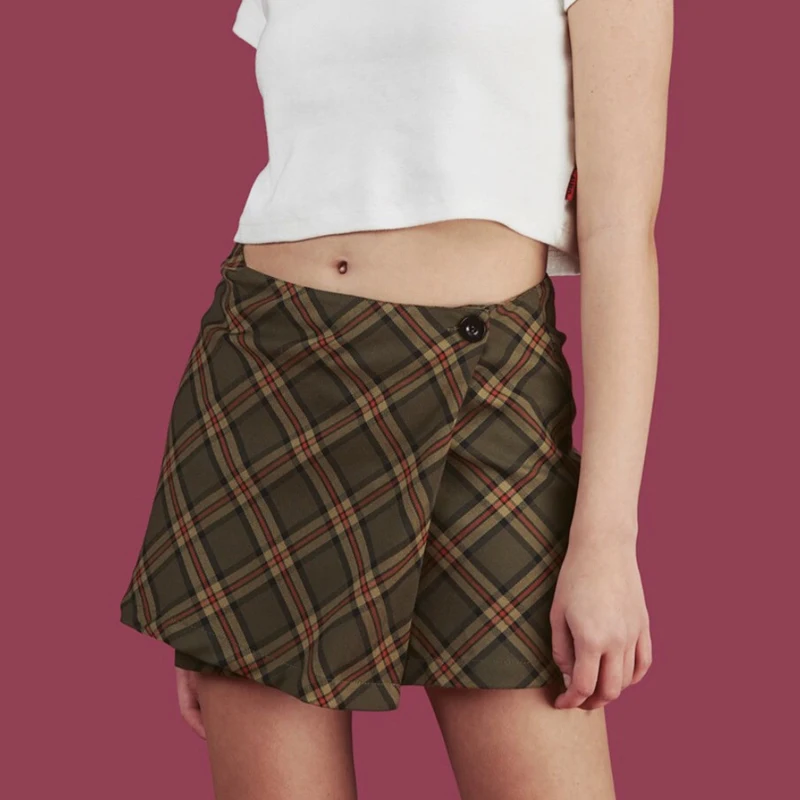 Бренд 2019 ретро клетчатая Мини Юбка Для Женщин Harajuku для девушек с высокой талией