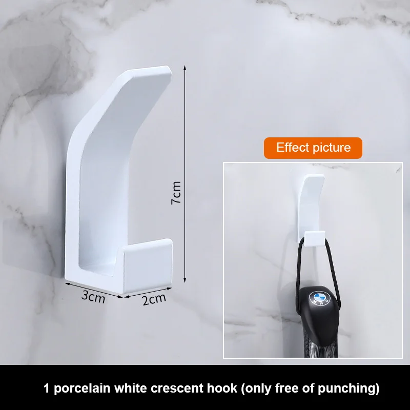 

New Multi-Purpose Space Aluminum Hook No Punching Bathroom Door Back Coat Hook Kitchen Strong Viscose Traceless Hook Organizer