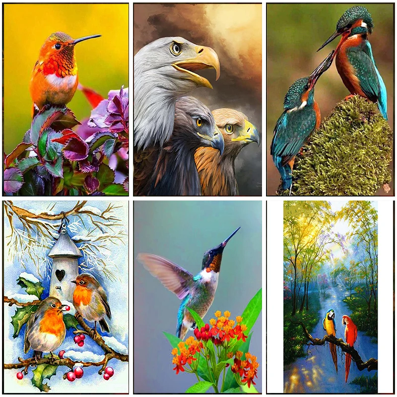 

5D DIY Diamond Painting Birds Full Square Round Drill Cross Stitch Rhinestones Decor Embroidery Mosaic Animals Sets Home Gifts