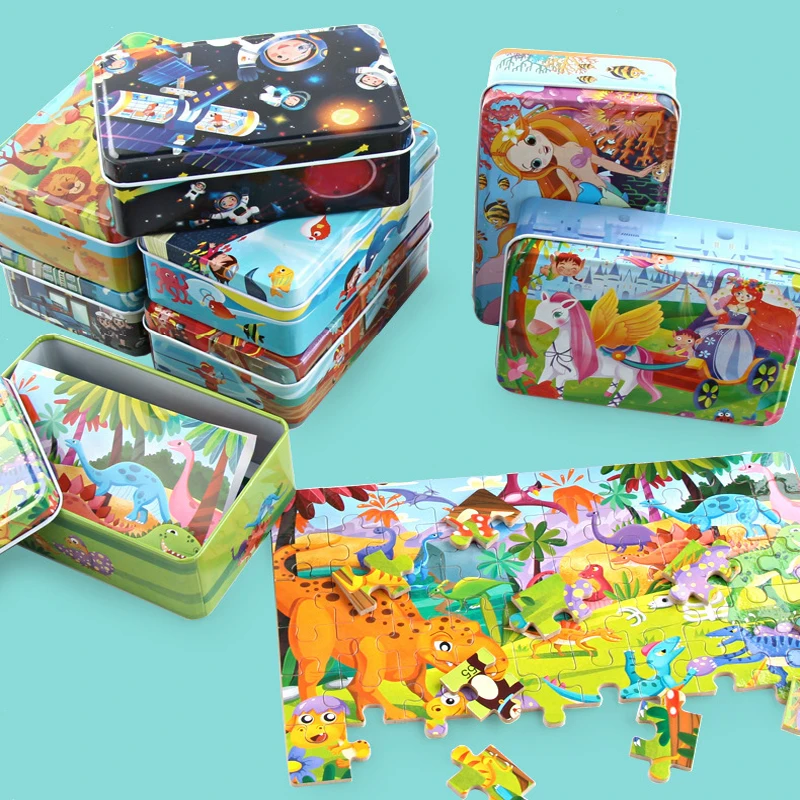 60 шт. деревянные головоломки игрушки для детей с принтами животных Транспортное