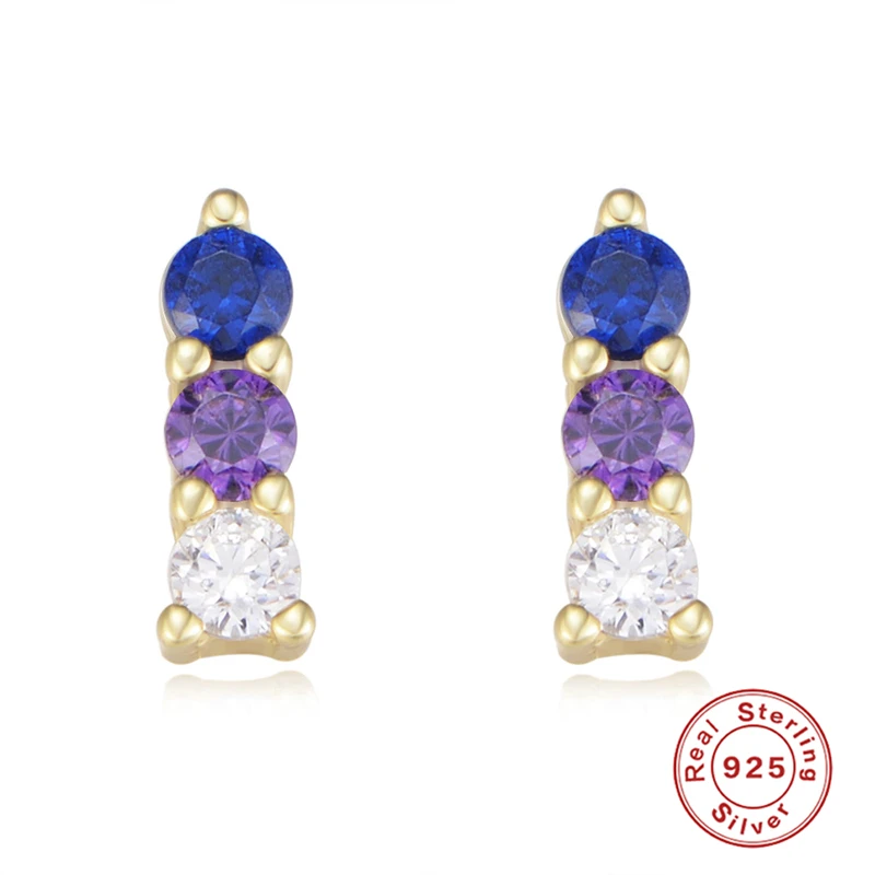 

Aide 925 Sterling Silver Colorful Zircon Stud Earrings For Women Jewelry Making Colorful Life Earring Jewelry Gift Pendientes A5