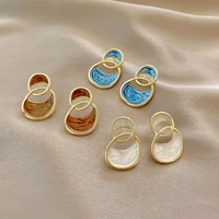 korean fashion retro jewelry geometric color simple earrings fashion ladies round earrings birthday party exquisite jewelry