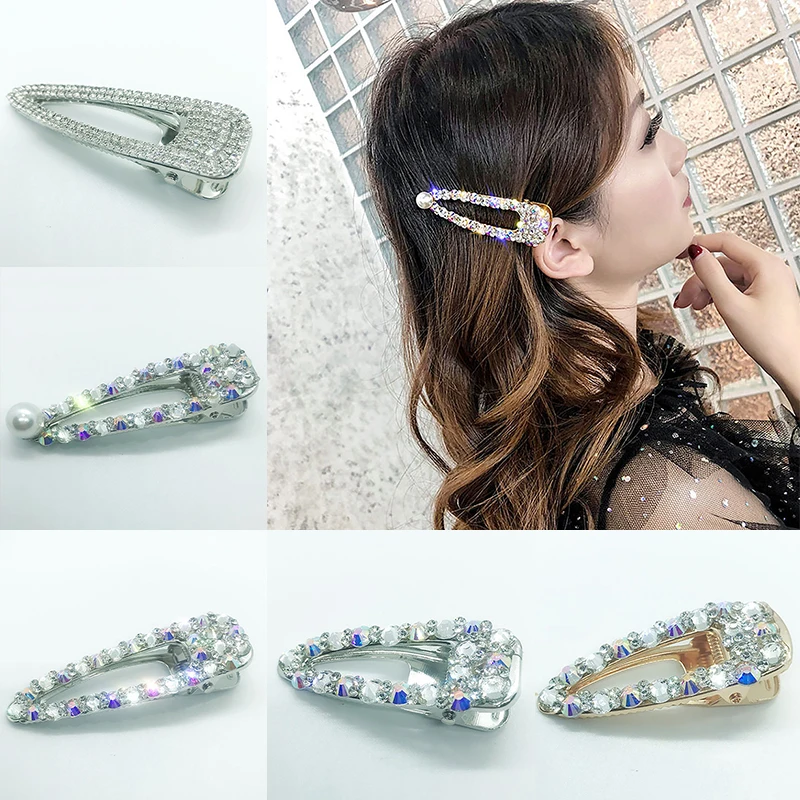 

Colorful Crystal Hairpins Woman Hair Accessories Pearl Hair Clips Korean Style Hair Grip Girls Sweet BB Clips Barrettes Gifts