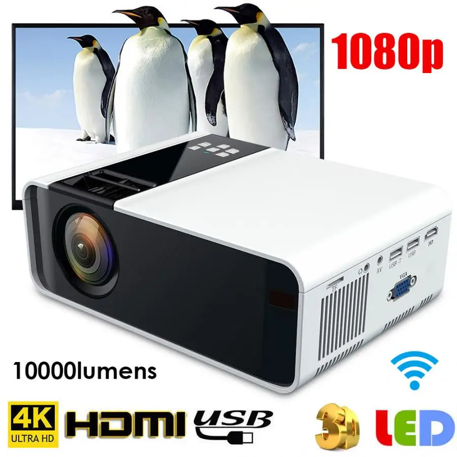 Светодиодный умный проектор 1080P HD изображение 4K Wi Fi Bluetooth домашний кинотеатр 720P