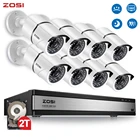 Камера видеонаблюдения ZOSI 4 в 1, камера безопасности, 16 каналов, 1080p, 8 камер, 2 МП, ночное видение, для домаулицы