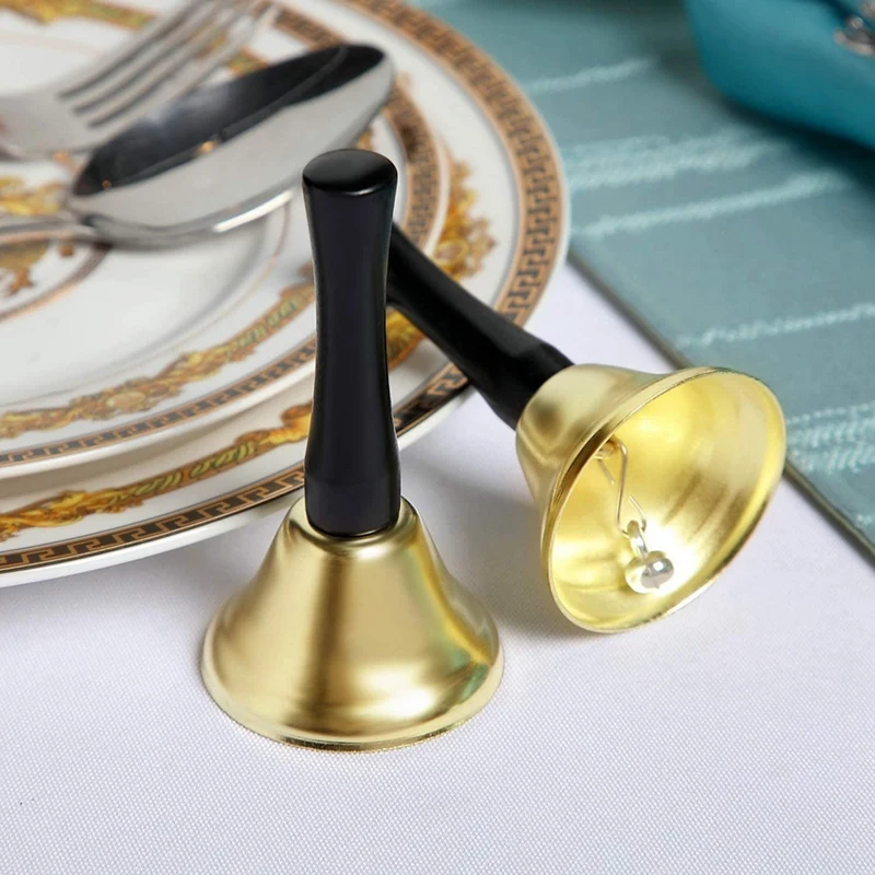 

24 Pieces Hand Bells Service Handbells Black Wooden Handle Diatonic Metal Bells Musical Percussion