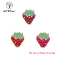 somsoar jewelry yummy strawberry slide charm fit 8mm wide leather wrap bracelet mesh bracelet as toddlerwomen 10pcslot