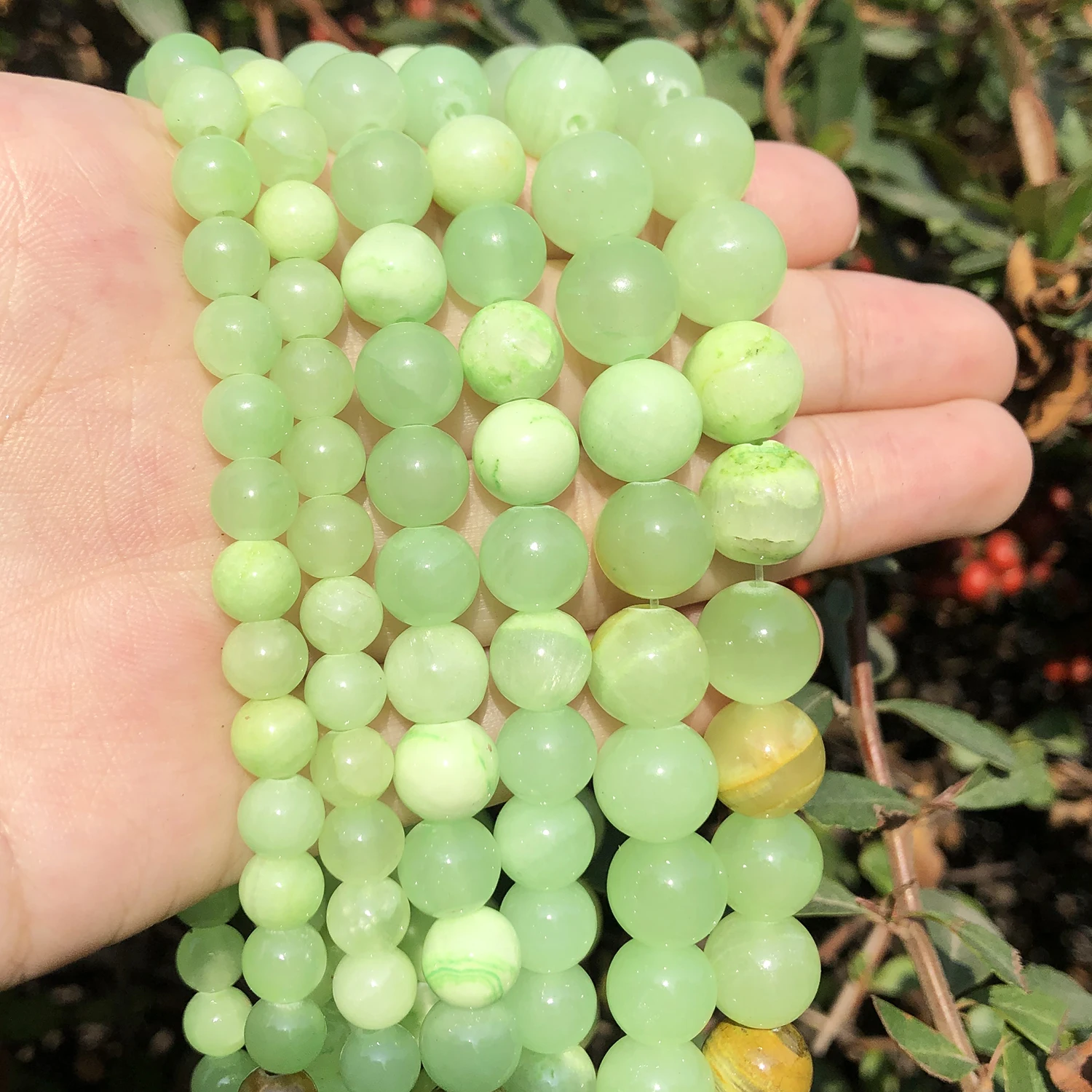 

Flower Green Natural Jades Stone Beads Round Loose Stone Beads For Jewelry Making DIY Bracelet Necklace Size 6/8/10/12mm 15''