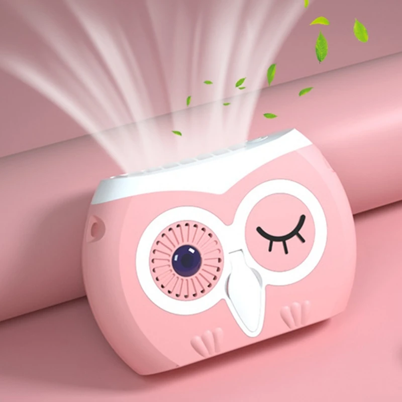 

Cartoon Owl Fan for Outdoor Personal Necklace Fan Rechargeable Cordless Fan 3 Speeds