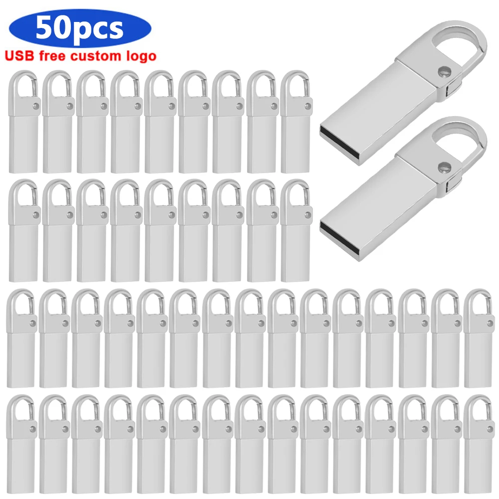 

50 шт. мини металлический USB флеш-накопитель 64 Гб 128 Гб Водонепроницаемый высокоскоростной флеш-накопитель 8 ГБ 16 ГБ 32 ГБ USB-накопитель бесплат...