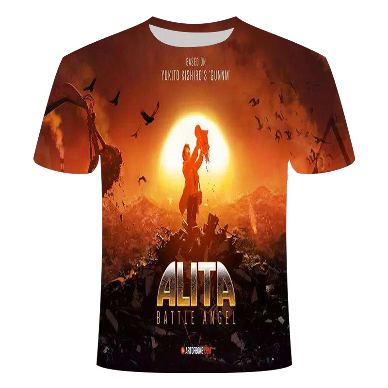 2020 новая модель Мужская одежда футболка 3D анимация боевой Ангел Алита футбольная