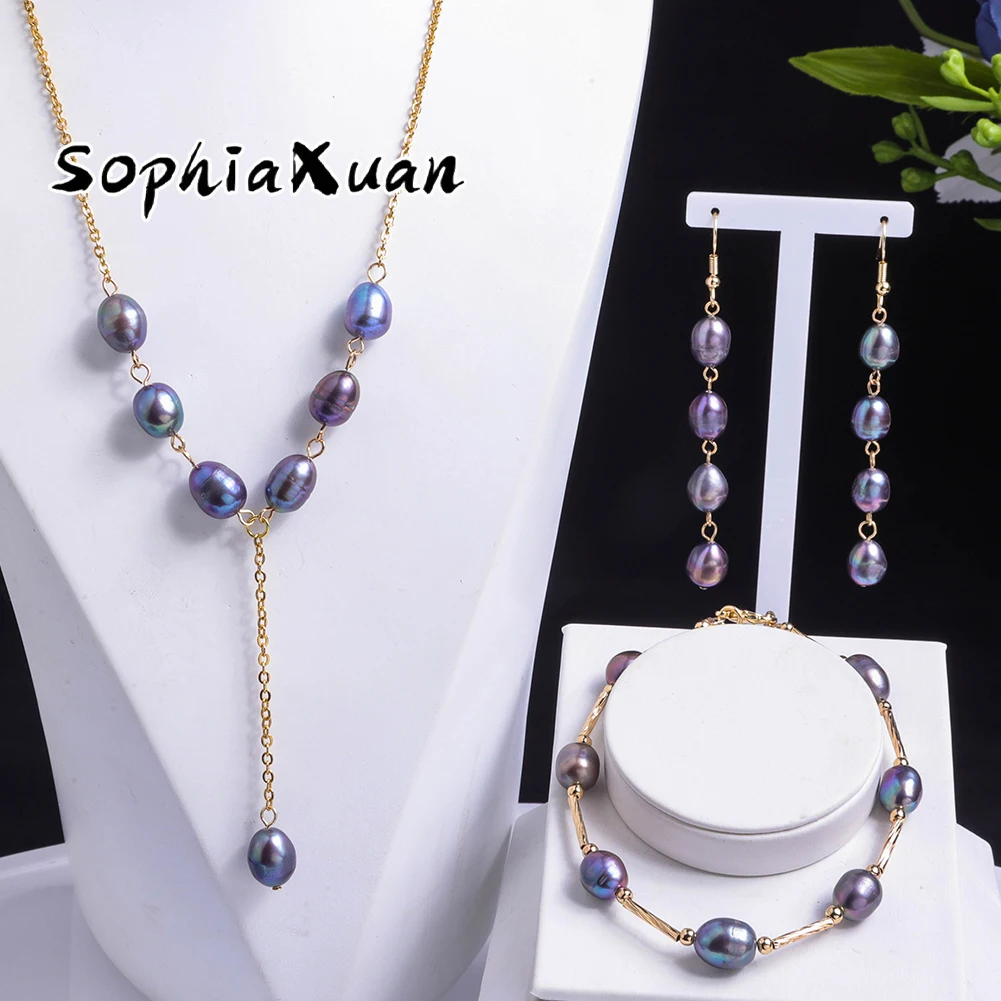 

Комплект ювелирных изделий SophiaXuan в гавайском стиле, полинезийское ожерелье, браслеты, модные ювелирные изделия с пресноводным жемчугом для...