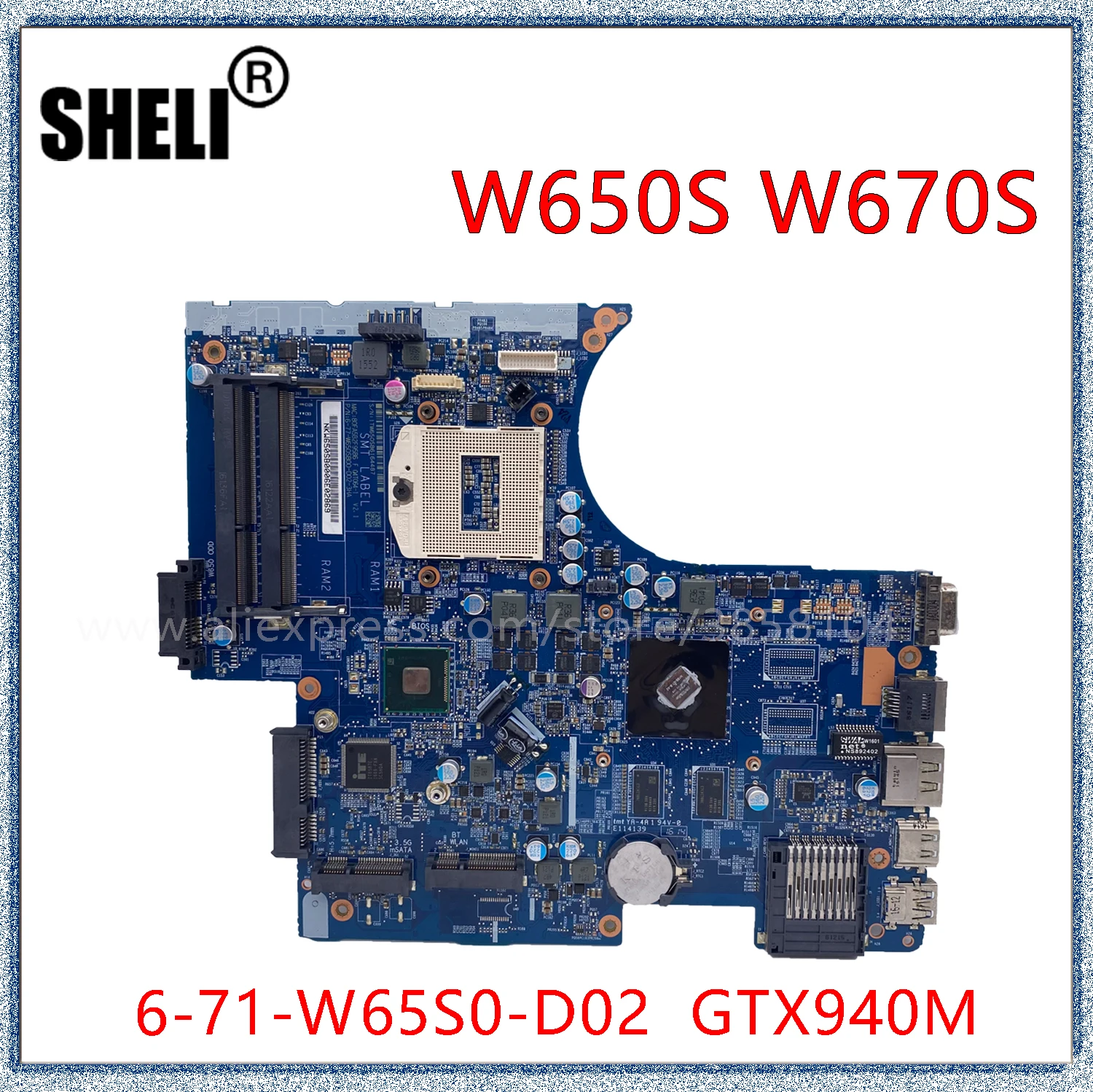 Материнская плата SHELI для ноутбука CLEV0 W650S W650SC W670S W670SR W670SC GTX940M 6-71-W65S0-D02 | Компьютеры