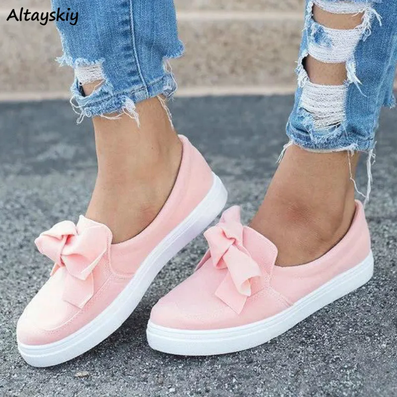 

Vulcanize Shoes Women Canvas Bow Kawaii Korean Style New Fashion Streetwear Womens All-match Female Leisure Various Colors Daily