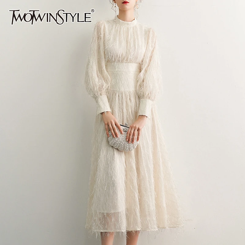 TWOTWINSTYLE элегантное детское платье с кисточками Для женщин высоким плотно