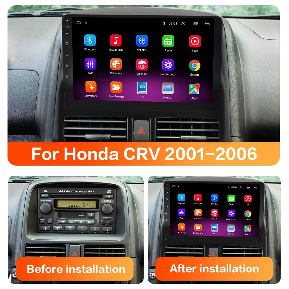 4G+64G DSP Андроид 9.0 Автомобильная радиостанция GPS RDS мультимедиа-плеер для Honda CRV 2 2001 2002 2003-2006 2din автомобиля БЕЗ DVD.