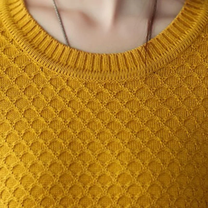 

Autumn Winter Sweater Women Round Neck Pullover Knit Sweater Plus size Loose Long Sleeves Female Tops Bottom Shirt Sweater 3XL