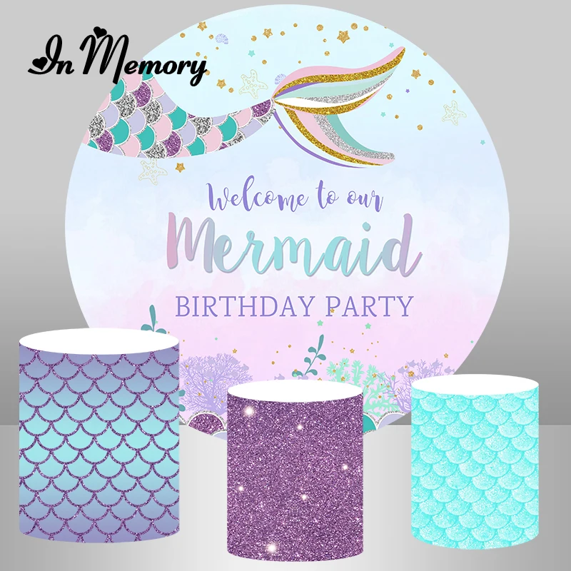 В памяти Круглый Круг в виде русалки для девочек вечерние фон фотосъемки с