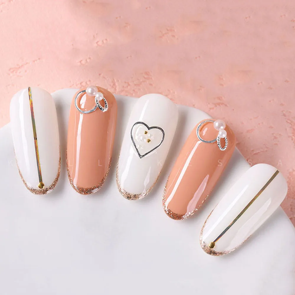 

100pcs silver Heart 3D Nail Art Decoration Ultra-thin Metal Stud Nail art Rivet Decal Charms DIY Nails Accessories
