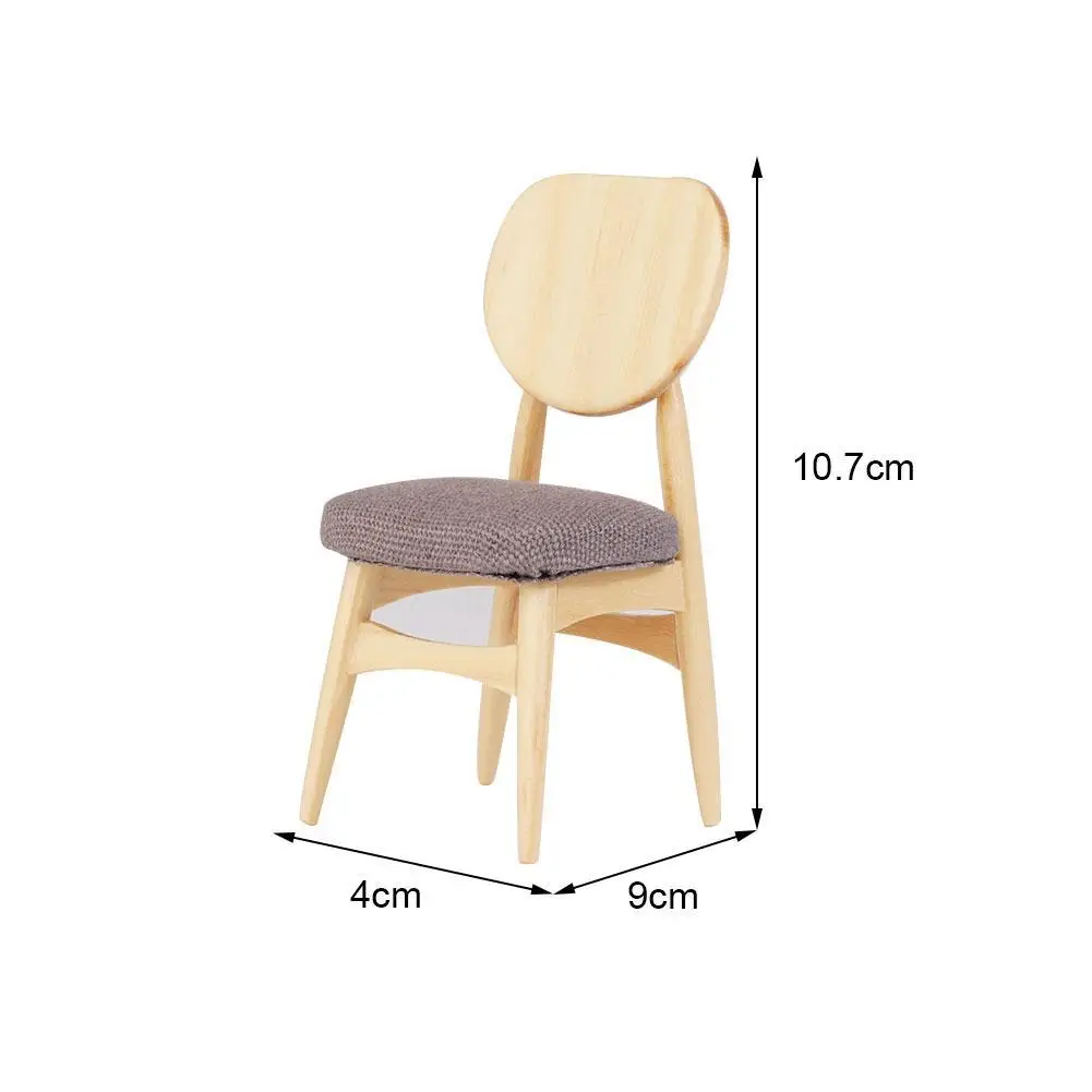 

Wooden Chair 1/12 Doll House Mini Furniture Ornament Decor Accessories Dollhouse Simulation Single Pillow Clock Chairs Model