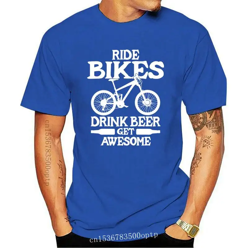 

New Men T Shirt Ride Bikes Drink Beer Mtb Cycling Shirt Women T-Shirt
