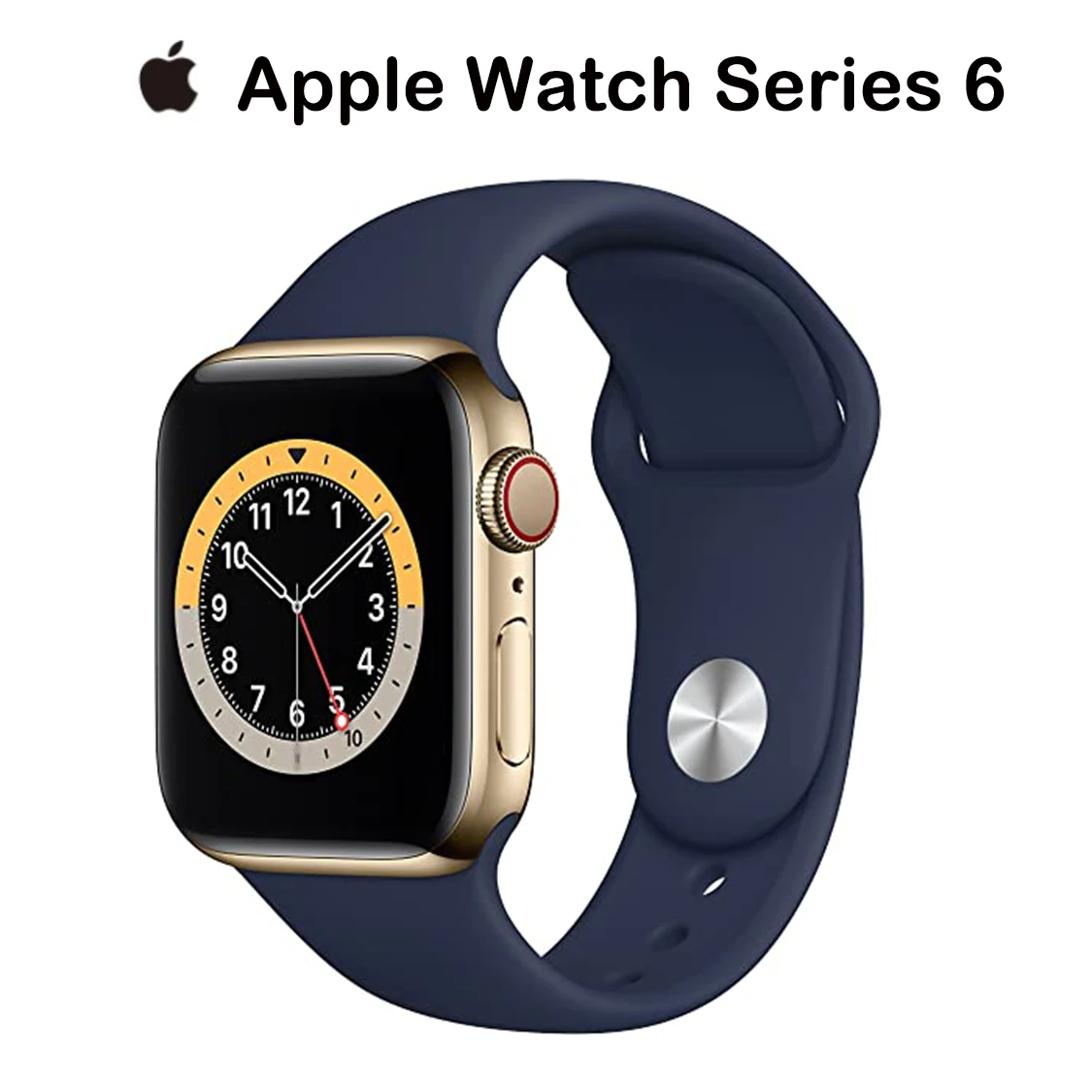 

Новый оригинальный чехол Apple Watch Series 6 GPS 40 мм/44 мм из нержавеющей стали с темно-синим спортивным ремешком